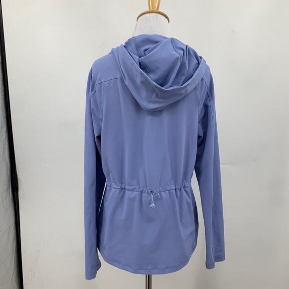 Layer 8 Jacket Womens M Medium Blue Qwick Dry Full Zip Bungee Waist Back Hooded - Picture 6 of 12